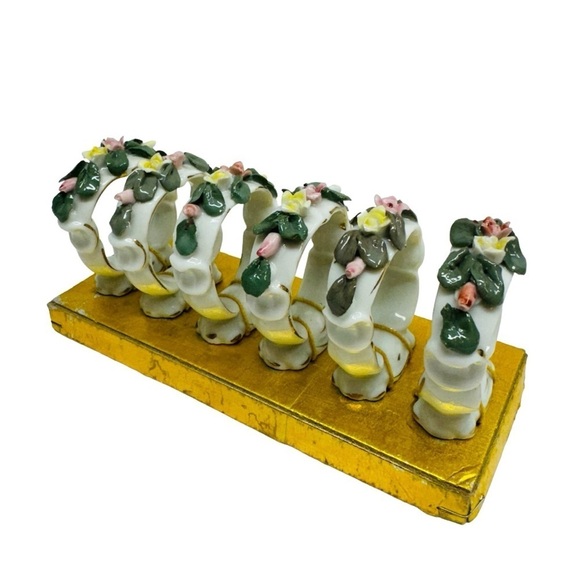 Original Arnart Creation Other - Original Arnart Creation Japan 6 Napkin Rings Holders Floral Porcelain Ceramic